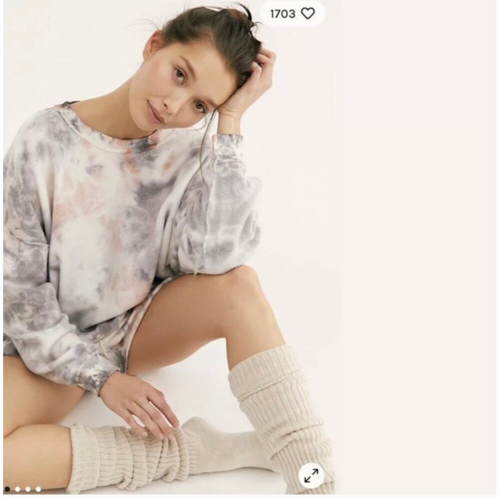 Free People Kelly Washed Tie-Dye Sweatshirt Army Combo Color-way Size Small